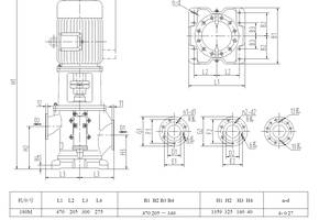 船用主机滑油泵3gcl85*2w2立式三螺杆泵配18.5kw-4整机尺寸图