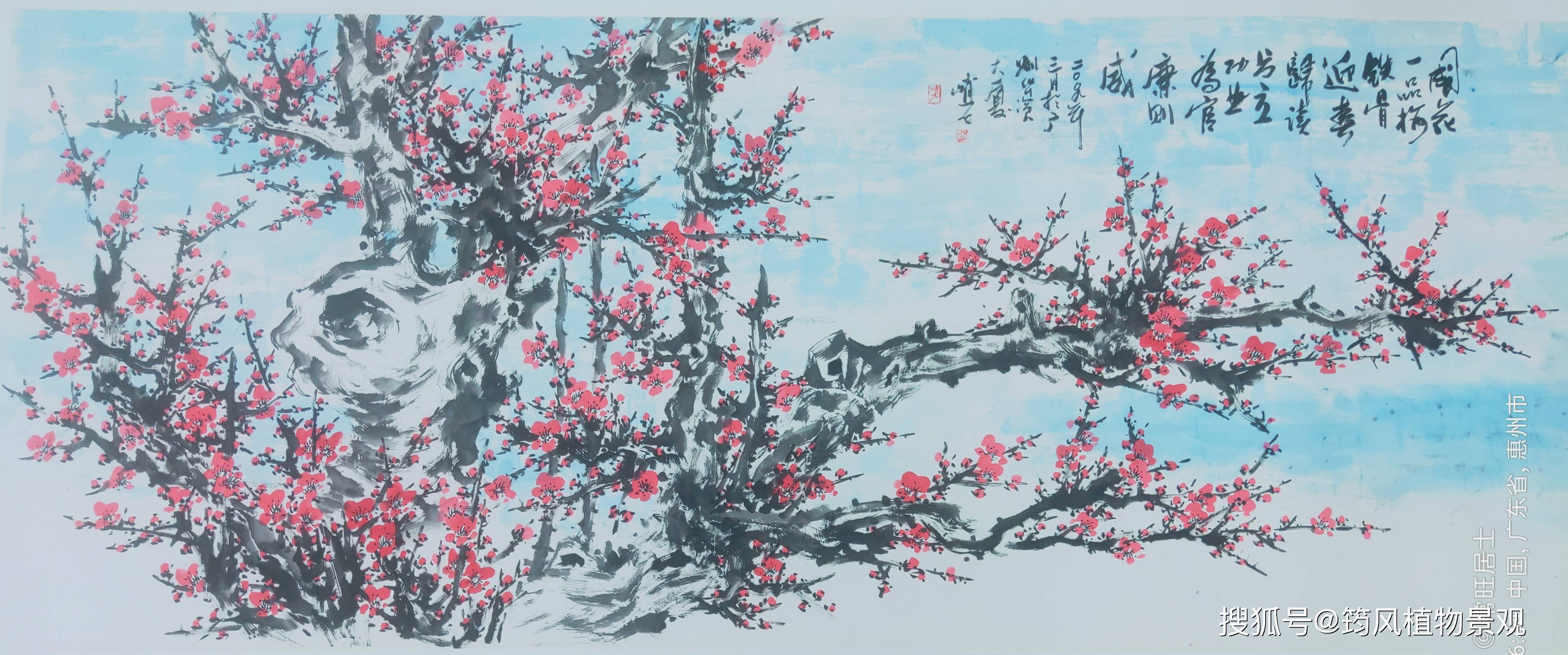 翰墨飘香满惠州:谢峭石梅花国画作品展,邀你共赏水墨梅花之美