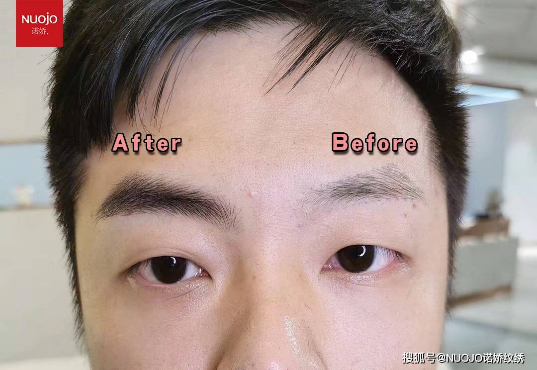 nuojo诺娇纹绣:机器线条男士眉线条怎么排列不显娘气?