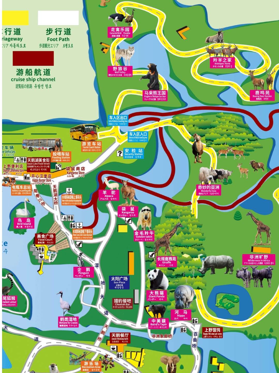 上海野生动物园旅游园区地图游玩路线攻略