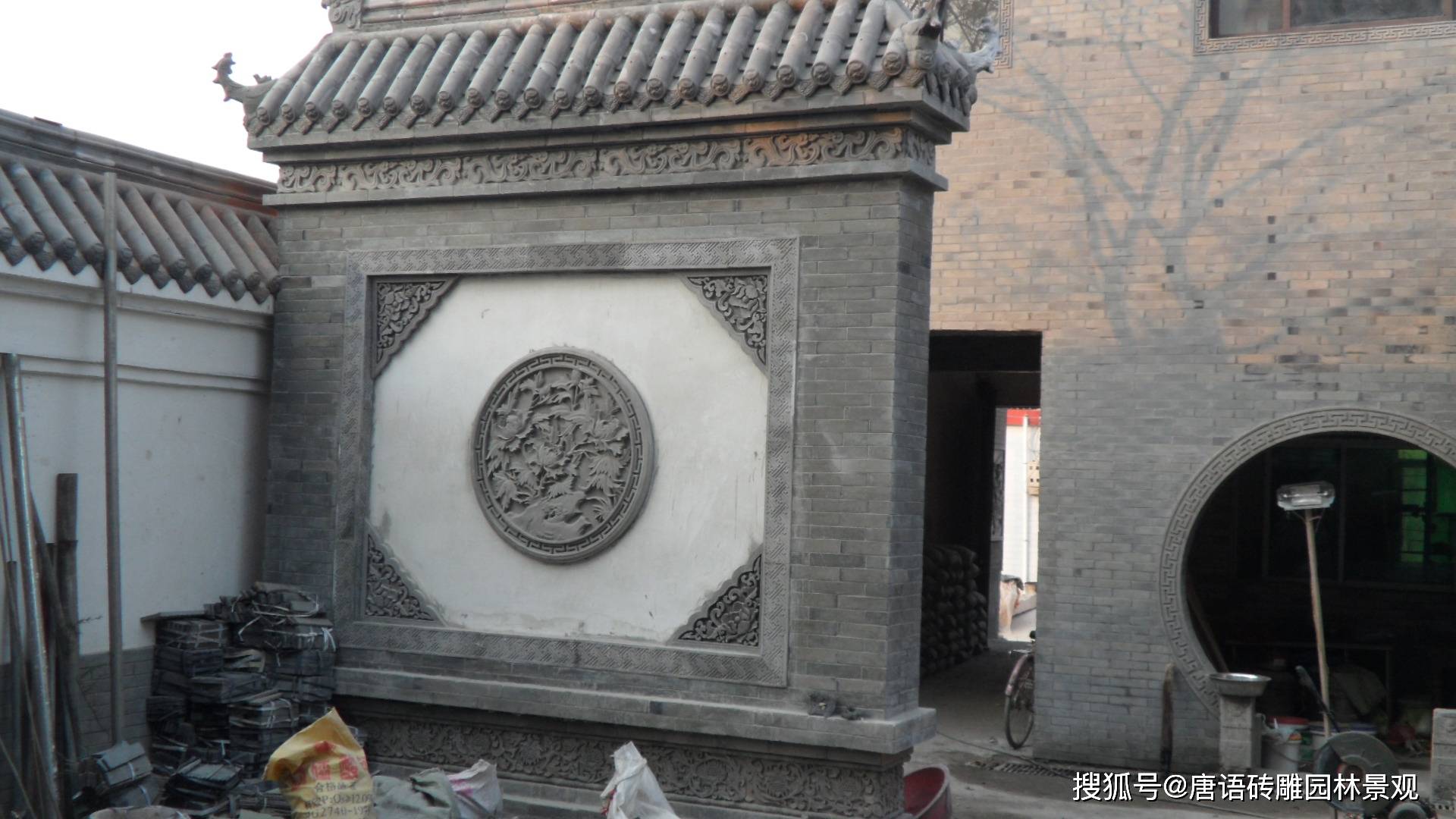 新中式砖雕庭院墙壁墙图片大全