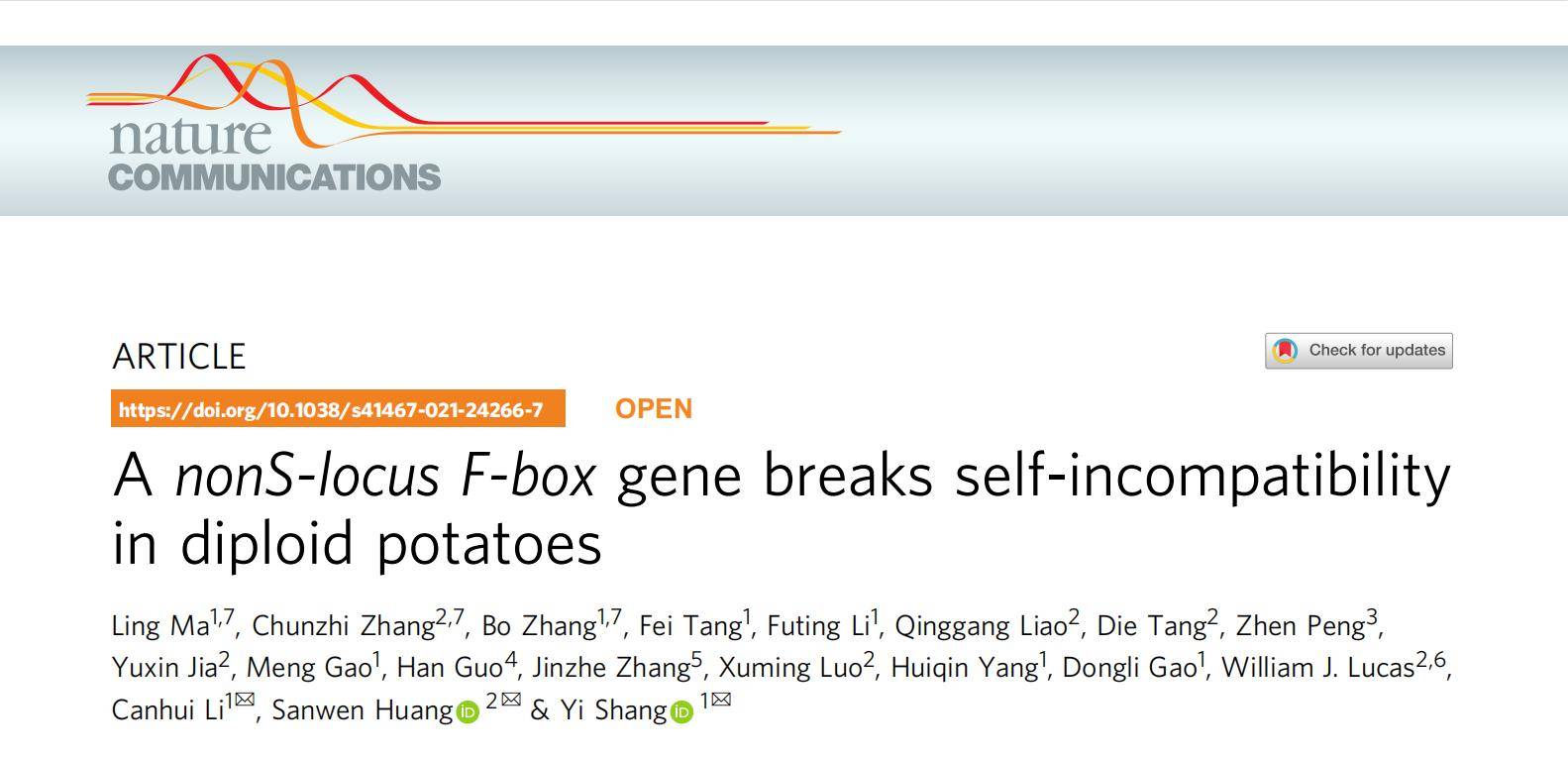 文章名称:a nons-locus f-box gene breaks self-incompatibility in