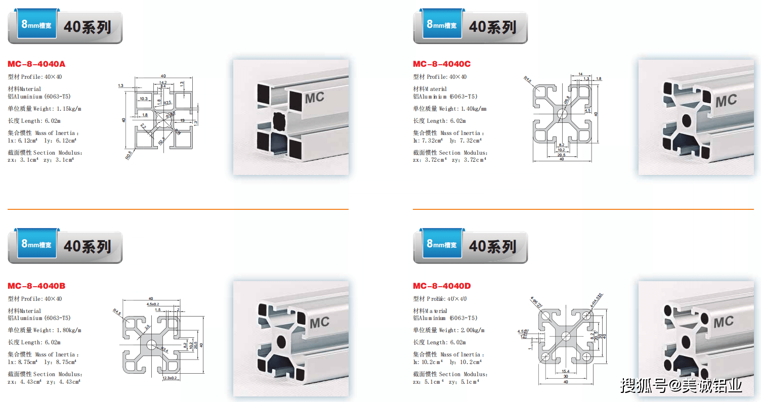 3,从型号的标识看国标工业铝型材的四个角都是直角,而欧标工业铝型材