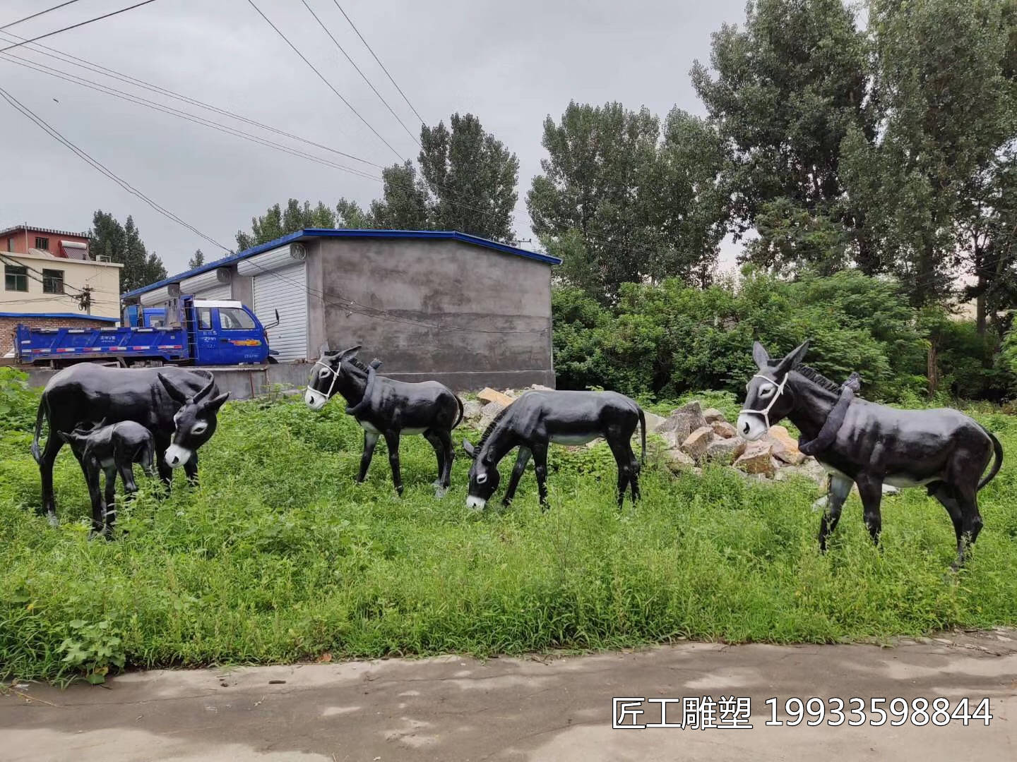 雕塑 玻璃钢雕塑厂家 美丽乡村景观雕塑小品 乡村振兴装饰雕塑河西驴