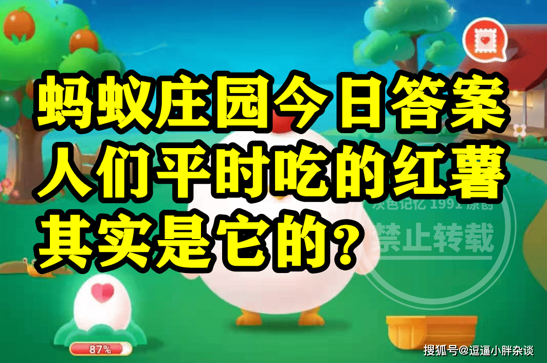 人们日常平凡吃的红薯其实是它的茎部仍是根部呢？蚂蚁庄园谜底