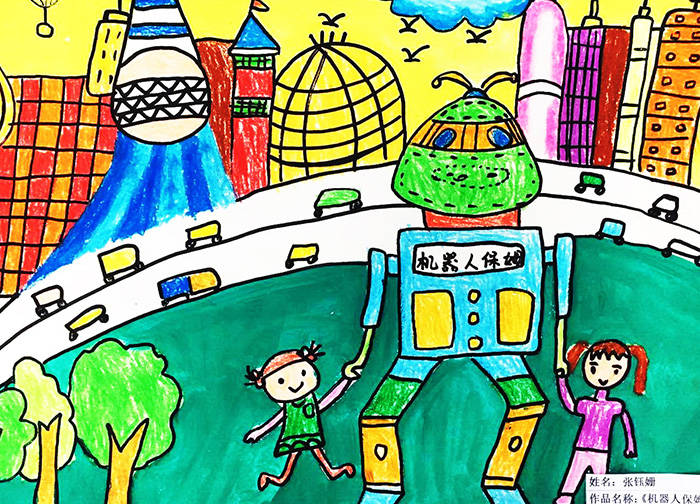 博鱼官网创意儿童画赏析——机器人的奇幻世界！(图2)
