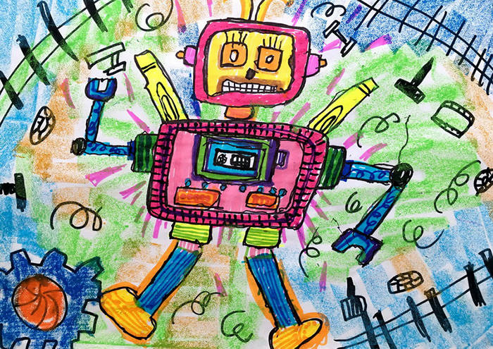 博鱼官网创意儿童画赏析——机器人的奇幻世界！(图5)