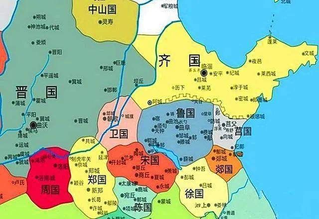 春秋时期地图,郑州属于郑国
