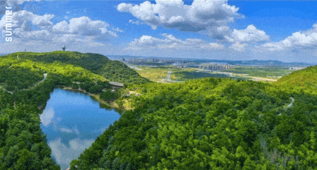 处处都透着清爽与活力,抬眼望蓝天白云高山飞鸟,绿树成荫,澄澈湖水