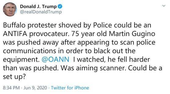 川普发推造谣“75岁老人被警察推倒”事件