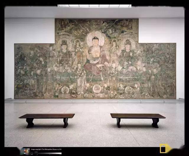 美国纽约大都会艺术博物馆藏《药师佛佛会图》壁画,出自山西广胜寺下
