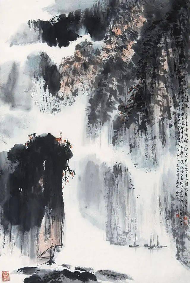 萧平:作品不拘一格,借古开今,清新放逸.山水画作品欣赏