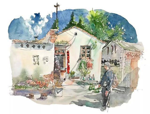 跟大神学画画钢笔淡彩画的好看到爆