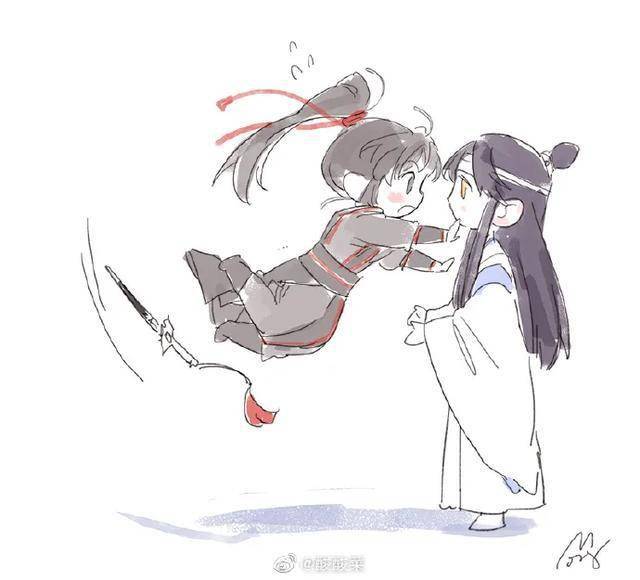 魔道祖师:随便你太淘气了,关键时候表现真棒黑白动漫画