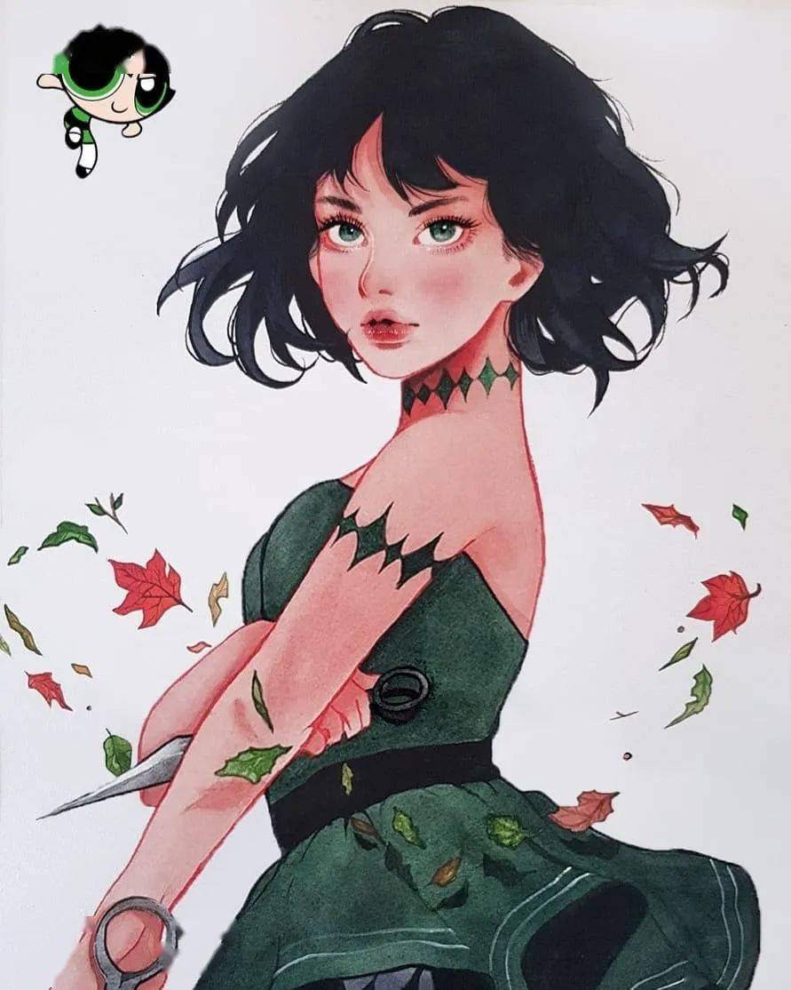 精致细腻的水彩动漫人物插画