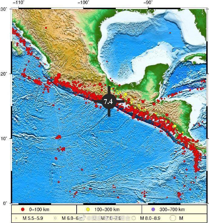 深夜突发！墨西哥发生7.4级地震，震源深度10千米，首都震感强烈，美国向多国发出海啸预警！