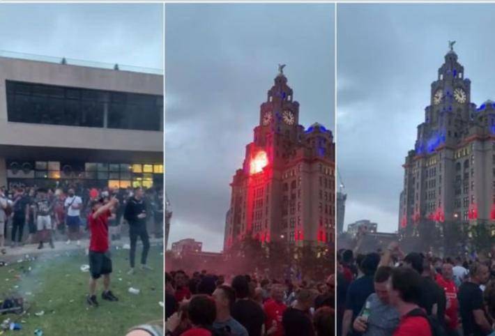 向大厦喷射烟花，一名利物浦球迷因纵火罪被捕
