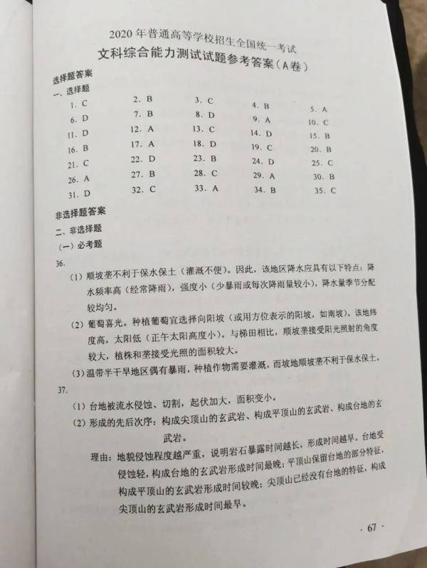 高考|高考全国卷Ⅰ（正题）答案来了！