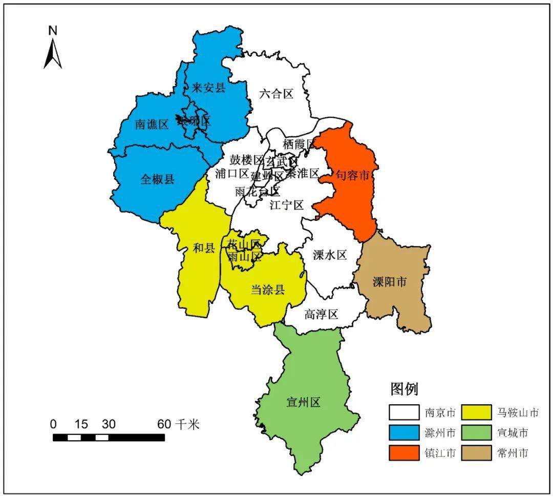 南京极端通勤人群研究区域包括南京市市域,安徽省滁州市的琅琊区