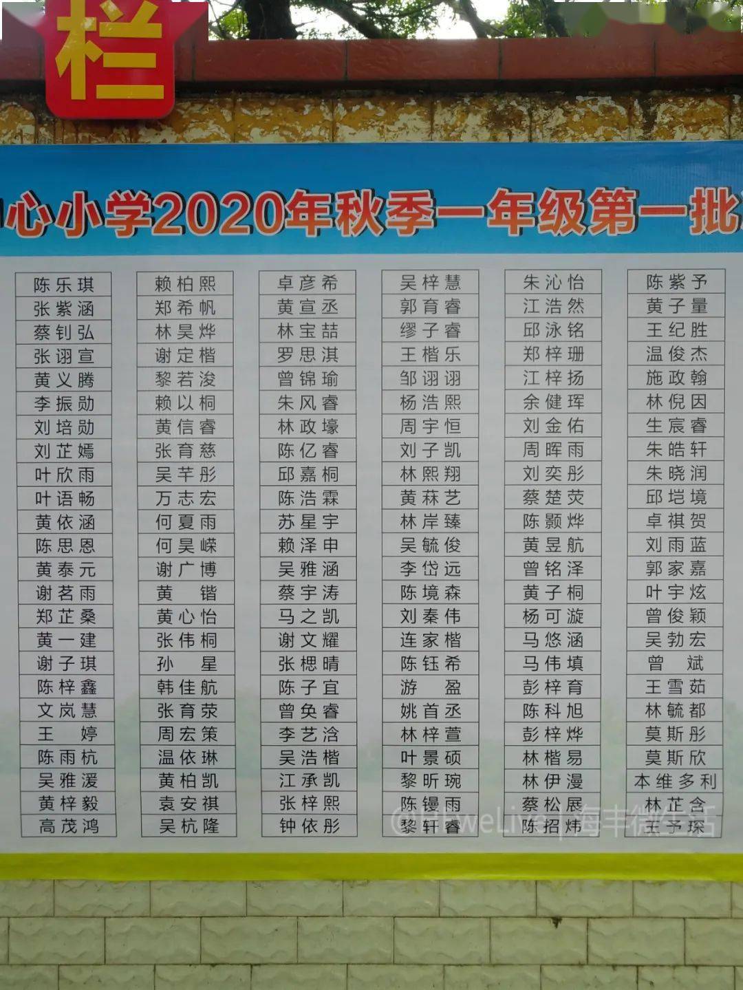 海丰县海城镇中心小学一年级新生第1批录取名单公布!