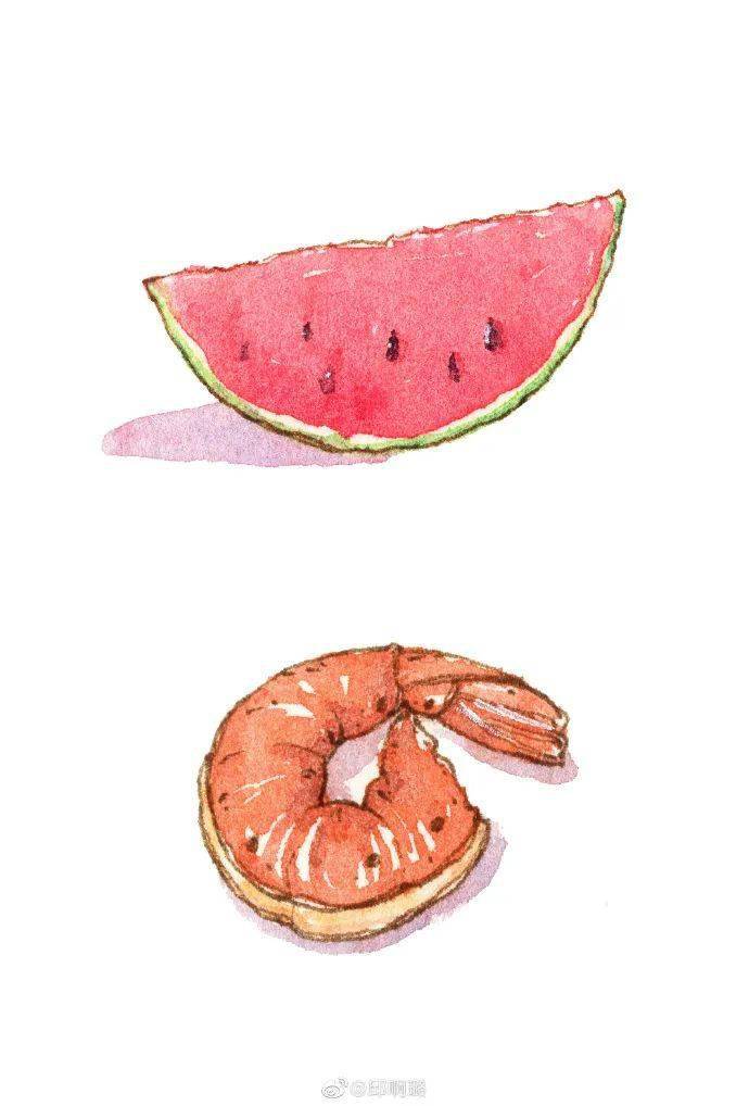 淡彩简单好画的美食小物