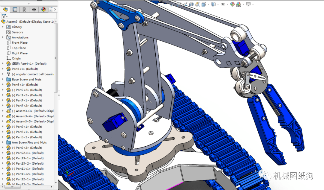 【机器人】robotic-arm机械臂履带车3d数模图纸 solidworks设计