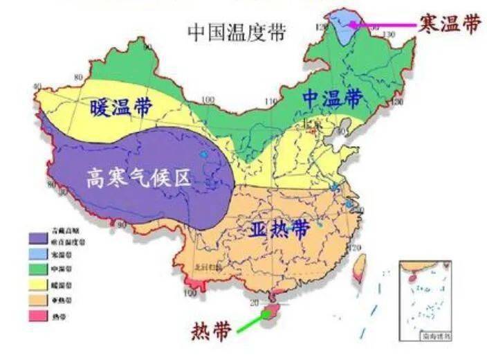 中国温度带图