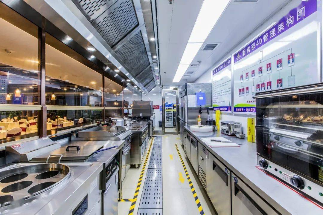 明厨亮灶的后厨让美味制作看得到.  灶明案净,让美味制作更安全.