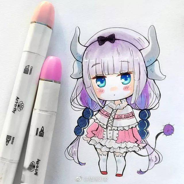 马克笔漫画可爱的女孩子 插画师:meiriri vega