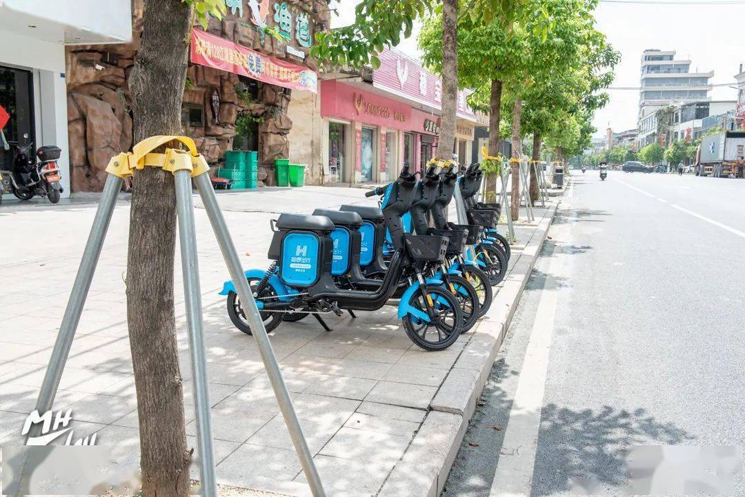 发现棉湖镇道江路,兴华路,湖坡路等路段均投放了  哈啰小蓝共享电动车