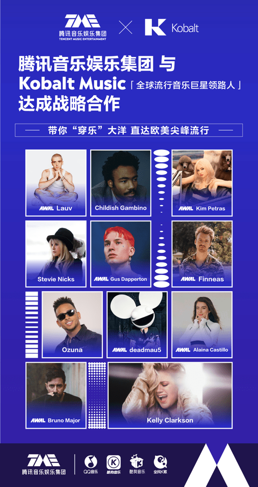 Kobalt|腾讯音乐娱乐集团与Kobalt Music达成战略合作 中国数字音乐市场全球化“进行时”