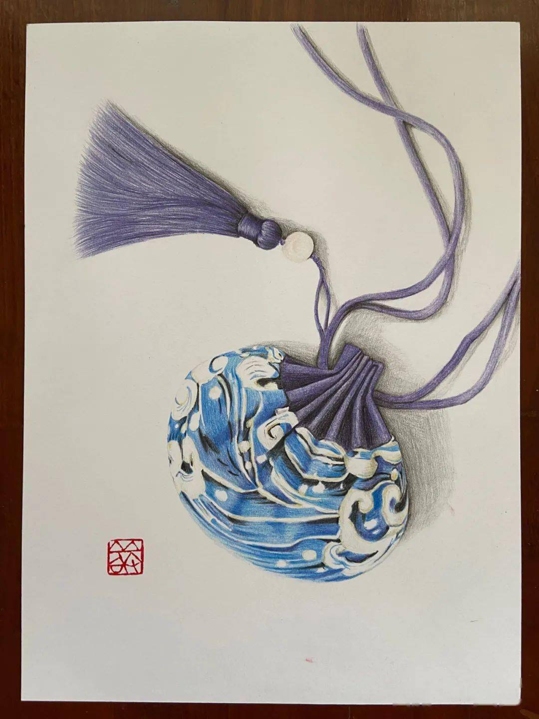 彩铅画图文教程香囊
