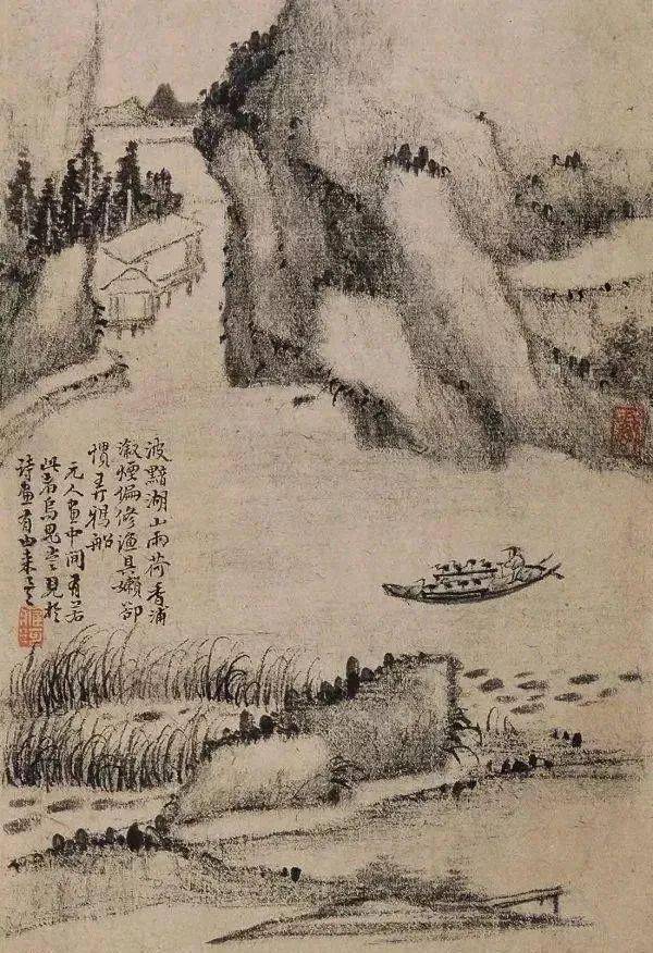 店舗良い 宮原楳渓/雪景山水人物画賛/掛軸☆宝船☆AB-40 絵画