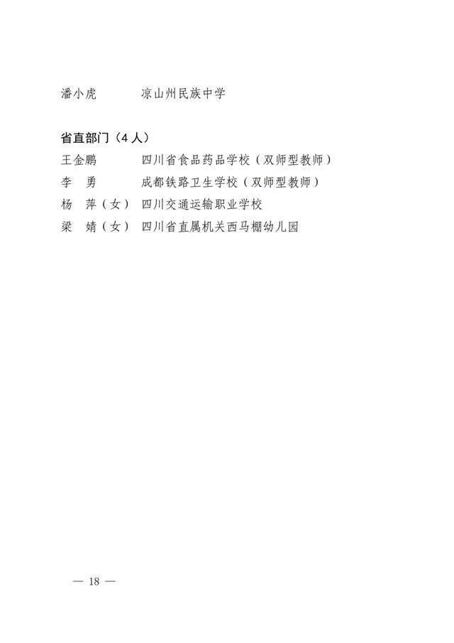 四川|点赞！四川教书育人名师、名校长、名班主任、名辅导员名单出炉