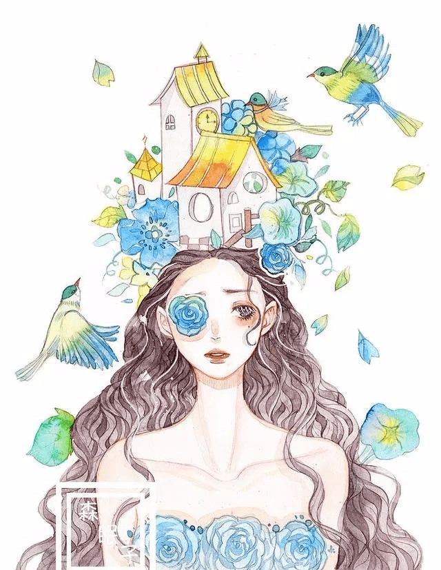 水彩画入门|一组富有想象力的水彩漫画少女