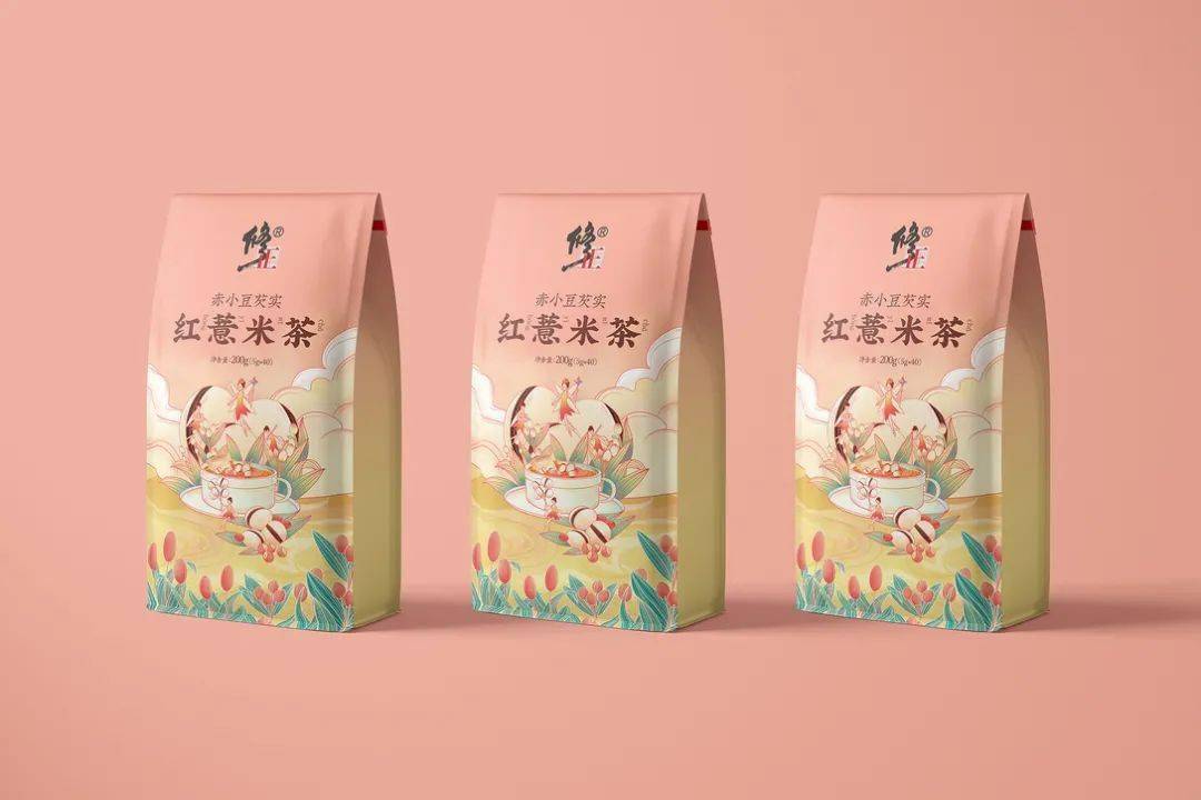 国潮风|包装 | 国潮风薏米茶包装设计,太温柔了吧!