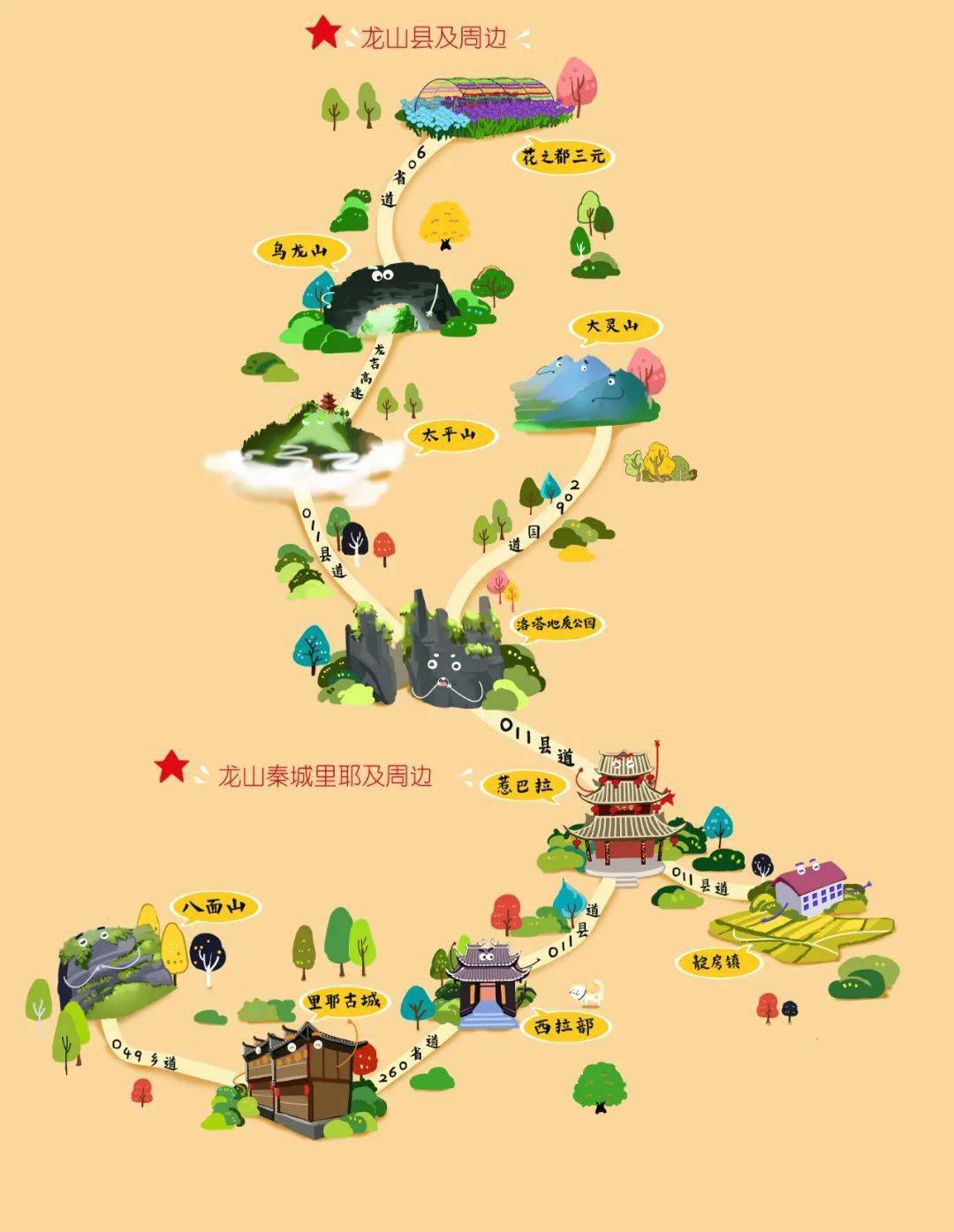 湘西——"休闲度假天堂"美得吓人!这份各县市手绘旅游地图,赶紧收好