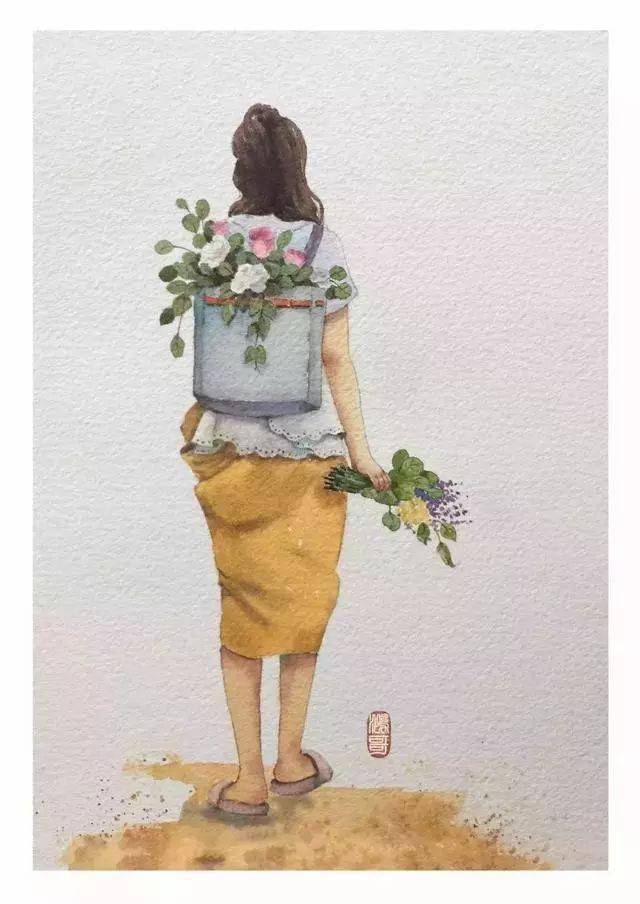 水彩画教程| 如何画一幅清新唯美的水彩人物插画？_少女