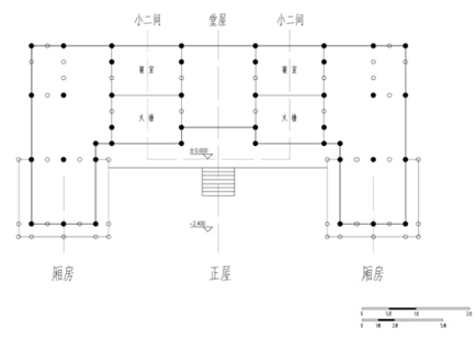 正屋大都为四排三间,中间称"堂屋",为增加房屋前坪活动空间,堂屋入口