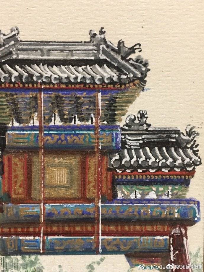 北京传统建筑局部手绘图