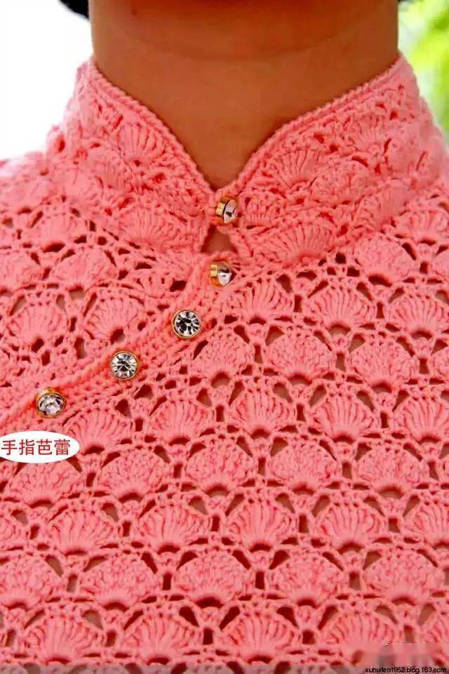 中国|大家想看看我穿钩织旗袍的样子 化纤线钩织的旗袍