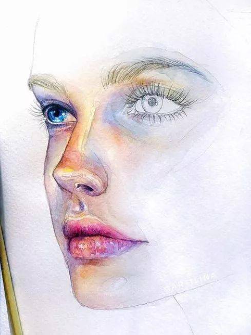 水彩|沉迷眼睛刻画的小伙伴看过来！Lina的水彩人物肖像步骤统统分享给你！