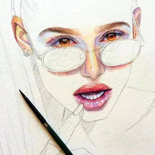 水彩|沉迷眼睛刻画的小伙伴看过来！Lina的水彩人物肖像步骤统统分享给你！