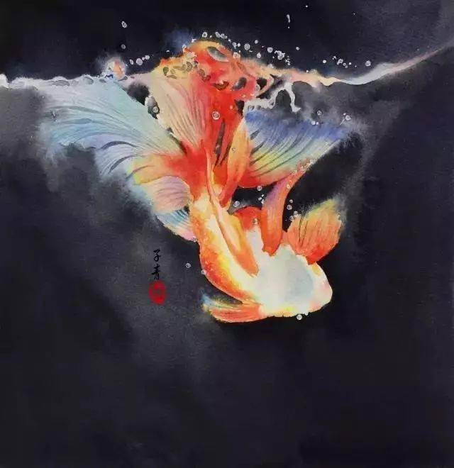 水彩画欣赏 金鱼