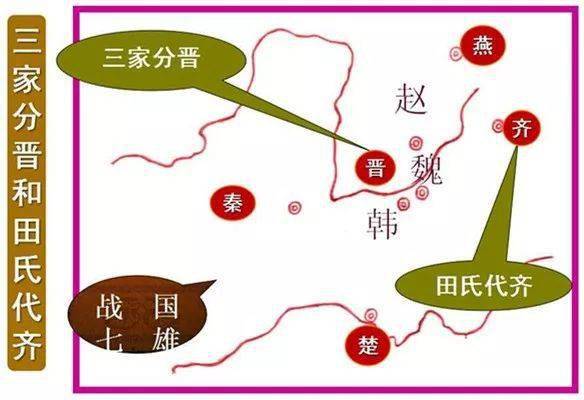 (2)田氏代齐:齐国大夫田氏,取代原来的国君,建立田氏齐国.