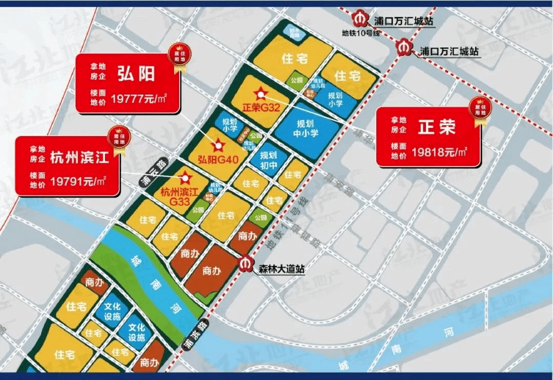 弘阳望江悦府与正荣g32地块,滨江嘉品仅一路之隔.