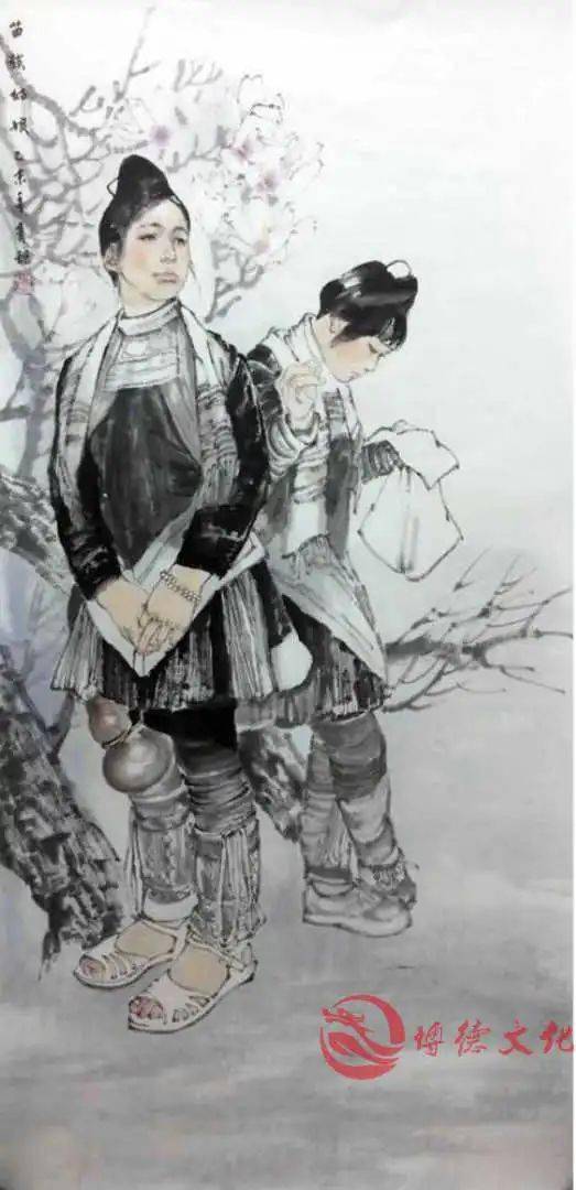 《苗族姑娘》136x68cm