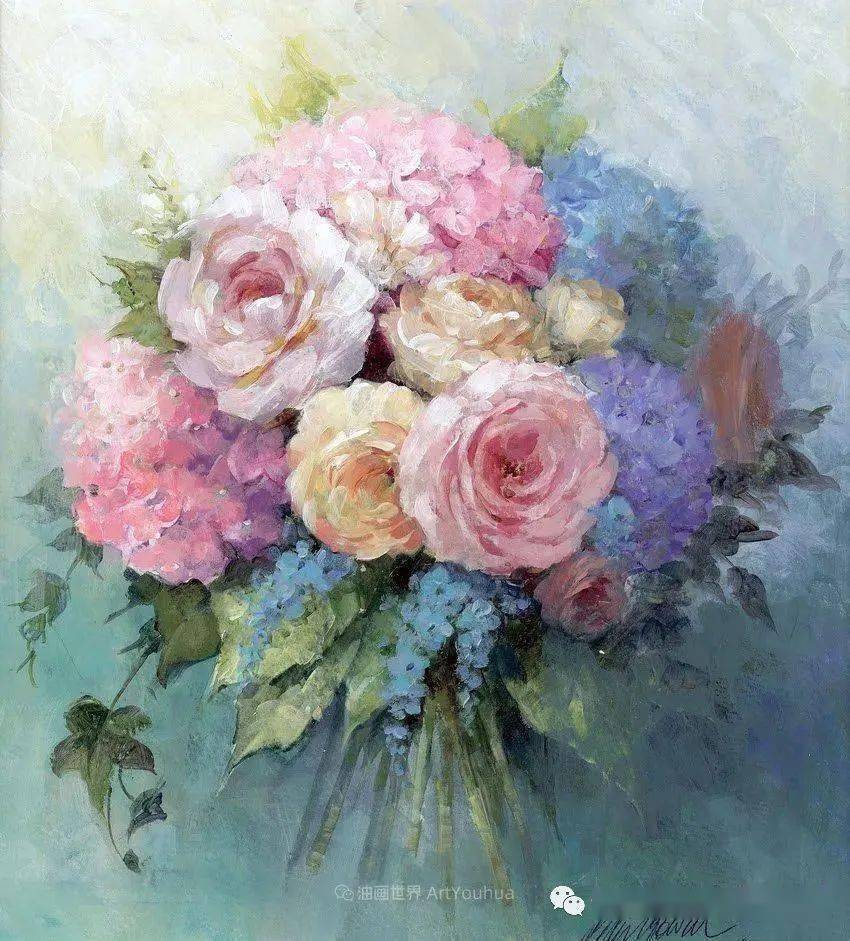 英国画家彼得·麦高文的清新淡雅花卉油画作品欣赏