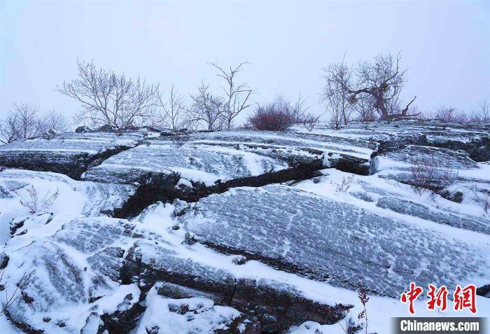 五大连池迎今冬首雪 如水墨仙境