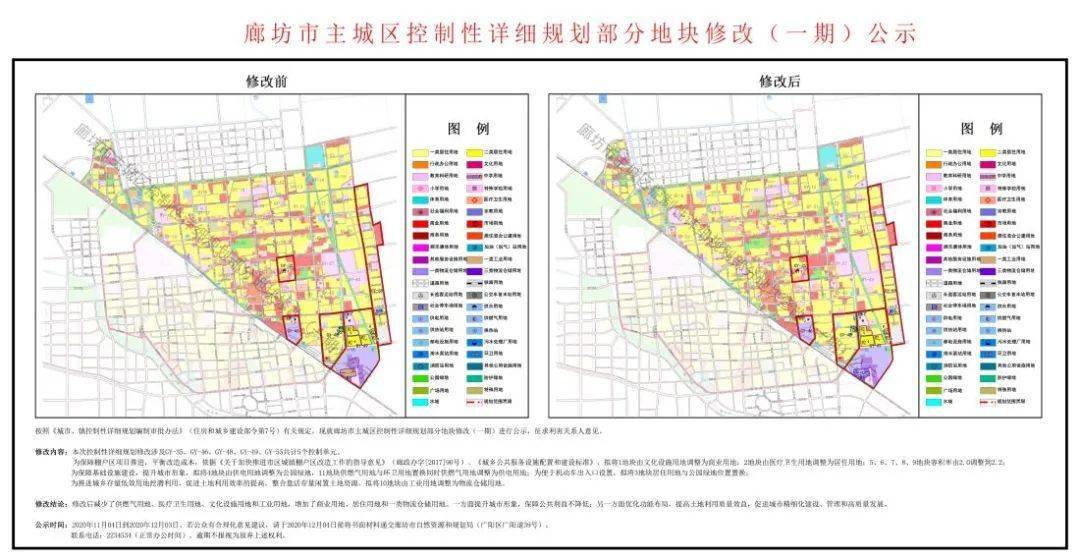 廊坊市主城区控制性详细规划部分地块修改(一期)公示